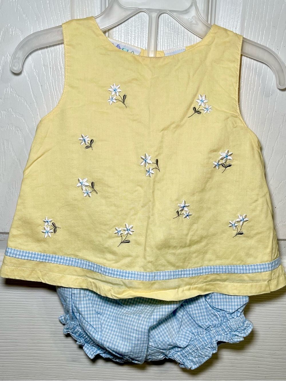 Vintage 1999 Miniwear Baby Floral Gingham Bloomer Set 12M Y2K